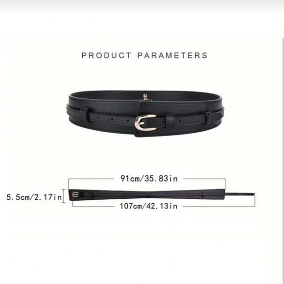 Zara Black faux Leather Belt with Silver Buckle main image 4